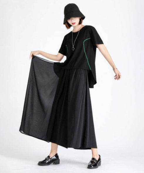 Draped Asymmetric Wide Pants